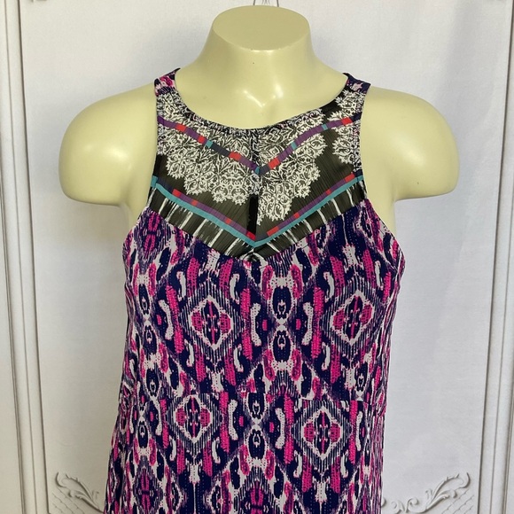 Express Colorful Mixed Print Ikat Semi Sheer Lined Maxi Dress Size XS Sleeveless - Picture 3 of 5